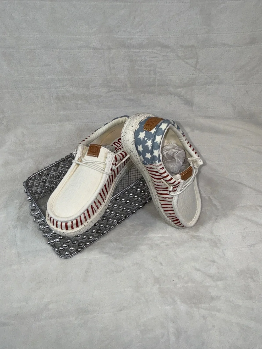 🇺🇸 Hey Dude Wally Kids Patriotic American Flag Shoes 13C NWT 🇺🇸